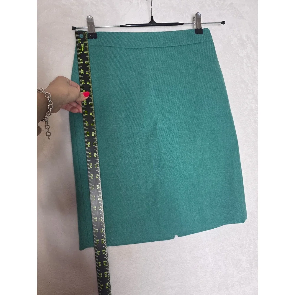J.Crew No. 2 Pencil Skirt 100% Wool Teal Green Petite 2 Professional Office Wear
